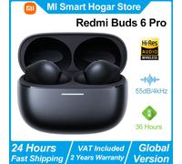 Auricolari wireless Bluetooth Xiaomi Redmi Buds 6 Pro, audio ad alta risoluzione con LDAC, cancellazione attiva del rumore a 55dB, BT5.3, versione globale