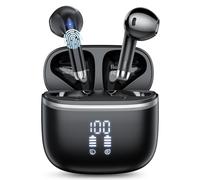 Auricolari wireless, Hi-Fi stereo bassi profondi, cuffie Bluetooth 5.4 con microfono a cancellazione del rumore 4 ENC, tempo di riproduzione 50 ore, auricolari Bluetooth doppio display LED, auricolari