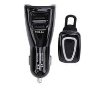 Auricolari Wireless Singoli con Caricatore per Auto USB, Auricolare BT con Ricarica Magnetica con Microfono per la Guida, Caricatore per Auto con Doppie Porte USB