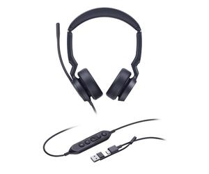 Auricolari Yealink UH44 Dual UC con cavo USB-C/A per ufficio, microfono con cancellazione del rumore, neri