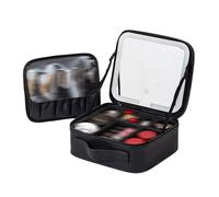 Auricrest Travel Makeup Bag - Auricrest Beauty Reformation Travel Makeup Bag with Adjustable Dividers with LED Mirror (Black)