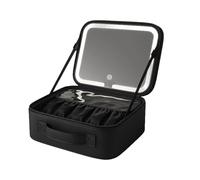 Auricrest Travel Makeup Bag, Beauty Reformation Travel Makeup Bag with Adjustable Dividers, with Led Lighted Make Up Case,for Travels & Daily (Black)