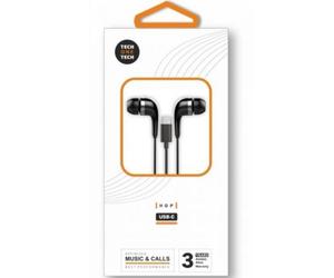 Auriculares Tech One Tech earTECH TEC1305 con cavo USB-C, Microfono, Riduzione rumore, neri