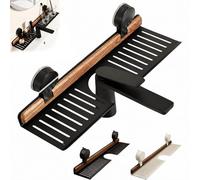 Auriiktch Bathroom Sink Shelf Over Faucet, Bathroom Drainage Storage Shelf, Walnut Wood Suction Cup Faucet Storage Rack, Sink No-Drill Bathrooms Organizer Shelfs with Suction Cup (Black 40cm/15.7in)