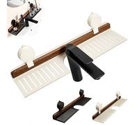 Auriiktch Bathroom Sink Shelf Over Faucet, Bathroom Drainage Storage Shelf, Walnut Wood Suction Cup Faucet Storage Rack, Sink No-Drill Bathrooms Organizer Shelfs with Suction Cup (White 50cm/19.6in)