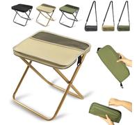 Auriiktch Foldable Backpack Stool, Portable Folding Camping Stool with Carry Bag, Portable Seats for Mountaineering and Hiking, Foldable Chair with Carrying Bag (Khaki, Large)
