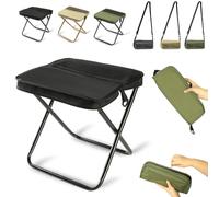 Auriiktch Foldable Backpack Stool, Portable Folding Camping Stool with Carry Bag, Portable Seats for Mountaineering and Hiking, Foldable Chair with Carrying Bag (Black, Small)