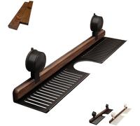 Auriiktch Walnut Suction Cup Bathroom Shelf, No-Drill Bathroom Organizer Shelf for Sink and Vanity, Aluminum Suction Cup Shower Caddy (L Black)