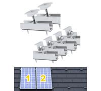 Aurinktron 2 Set Supporto per Pannello Solare, 6 Supporto Binario Alluminio 12 cm +4 Morsetti Finali Regolabili 30-50 mm+2 Morsetti Centrali e accessori, per Tetto Piatto, Camper Solare, Tetto