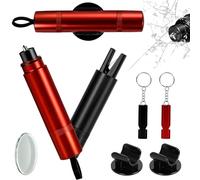 Aurinovellia 2 Pezzi Martello di Emergenza Auto 2 in 1 - Taglia Cinture di Sicurezza e Rompivetro, Martello di Sicurezza con Vetro di Prova e 2 Fischietti (Rosso + Nero)