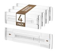 Aurinovellia 4 Pezzi Divisori per Cassetti Regolabili, alti 8cm, Regolabile da 28,5 a 50,5 cm, Cassetti in Trasparente Separatori, Divisori per Cassetti in Plastica per Camera da Letto Bagno Cucina