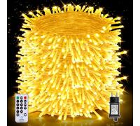 Auriostar Luci Natale Esterno 100m 1000LEDs, Catena Luminosa Esterno Impermeabile IP44, 8 Modalità Luci LED per Interno/Esterno Decorative Natalizie Albero di Natale Nozze Compleanno (Bianco Caldo)