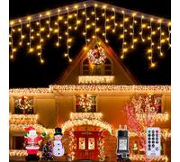 Auriostar Luci Natale Esterno Cascata, 7.5M 306 LED Luci Natalizie per Esterno, Tenda Luminosa Natale Esterno IP44, 8 Modalità Luci Natale per Esterno, Interno, Decorazioni Casa, Balcone, Giardino