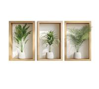 Auriselle 1 pezzo 39,3 * 80 cm Adesivo da parete con pianta in vaso verde, fiori e vasi - Decorazione autoadesiva 3D con piante e foglie verdi - Quadro moderno per soggiorno, ufficio, hotel, cucina