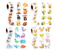 Auriselle 4 Rotolo 2000 Pezzo Adesivis Rotolo Di Adesivi Kinder Tier Planet, Fai Da Te Impermeabili Adesivi Didattici Per Bambini Album Di Ritagli Album Fotografico Regali