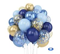 Auriselle 60 pezzi 12 pollici palloncini blu e dorati Set di palloncini per compleanno - Combinazioni versatili, ecologici, sicuri, decorazioni creative per organizzatori di eventi
