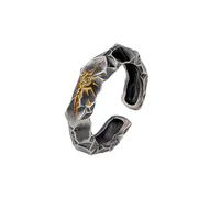 Auriselle Anello da Uomo Regolabile Rune del Sole D'Oro Anello Aperto Vintage Vichingo Retrò da Pollice Gotico Gioielli Regali per Uomini Ragazzi Padre, Nero