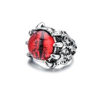 Auriselle Anello da Uomo Regolabile Teschio Zircone Occhio del Diavolo Anello Aperto Vintage Vichingo Retrò da Pollice Gotico Gioielli Regali per Uomini Ragazzi Padre, Rosso