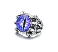 Auriselle Anello da Uomo Regolabile Teschio Zircone Occhio del Diavolo Anello Aperto Vintage Vichingo Retrò da Pollice Gotico Gioielli Regali per Uomini Ragazzi Padre, Viola