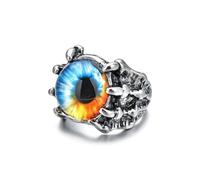 Auriselle Anello da Uomo Regolabile Teschio Zircone Occhio del Diavolo Anello Aperto Vintage Vichingo Retrò da Pollice Gotico Gioielli Regali per Uomini Ragazzi Padre, Colore