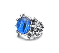 Auriselle Anello da Uomo Regolabile Teschio Zircone Occhio del Diavolo Anello Aperto Vintage Vichingo Retrò da Pollice Gotico Gioielli Regali per Uomini Ragazzi Padre, Blu
