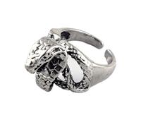 Auriselle Anello vichingo da uomo regolabile con motivo a serpente cobra, placcatura aperta in argento, gioielli punk gotici retrò, regalo di compleanno unisex vintage per uomini, ragazzi, signore