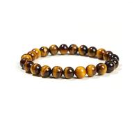 Auriselle Bracciale in Pietra Naturale per Donna e Uomo con Perle Rotonde di 8MM di Diametro Bracciali Elastici Occhio di Tigre Cristallo, C