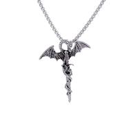 Auriselle Collana ciondolo Viking Flying Dragon uomo, catena in acciaio inossidabile lunghezza regolabile gioielli retrò grigio nordico, accessori feste, regalo culturale per uomini e ragazzi, 60 cm