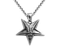 Auriselle Collana con ciondolo da uomo Pentagramma retrò, collane con catena Hell Satan's Smile vintage fatte a mano, collana gotica Dark Personality da uomo, lunghezza 60 cm