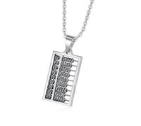 Auriselle Collana da Uomo Ciondolo con Abaco a Ginocchiera Collana in Acciaio Inossidabile Ciondolo Regali di Gioielli Divertenti per Uomini Ragazzi Padre Figli Lunghezza 55cm, Argento