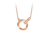 Auriselle Collana strass donna, collana pendente doppio anello Eternity Infinity Mobius strass lucidi, collana catena regolabile in lunghezza, gioielli, articoli da regalo ragazze, oro rosa