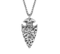 Auriselle Collane Viking Con Ciondolo A Forma Di Bussola Da Uomo, Collana Vintage Con Catena Nordica Da Uomo, Regalo Punk Nordico Viking con Catena da Uomini, Argento Antico, Lunghezza 58 Cm