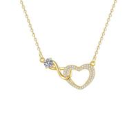 Auriselle Donna Collana Mamma e Bambino Scheletro Amore Infinito Ciondolo Zirconi Impostazione Cuore Gioielli Catena Regolabile Collane Lunghezza 40-45cm per le donne Festa della Mamma