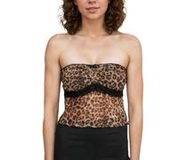 Auriselle Donna Sexy Y2K Gilet Top Leopard Pattern Cami Sleeveless Top Mesh Tops Fiocco Decorativo Camisole Animali Stampa Pizzo Camicia Slim Fit Canotta in Pizzo per Club Party, Nero, S-L