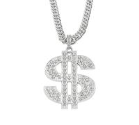 Auriselle Hip Hop Collana da uomo con ciondolo a forma di dollaro con strass Retro Regolabile Gioielli streetwear per uomini, ragazzi, signore, accessori per feste Punk Oro, 70cm