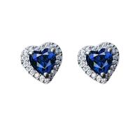Auriselle Orecchini da donna con zirconi Cuore amorevole, zirconi lucenti Orecchini classici a forma di cuore a bottone regolabili Gioielli da donna Ragazze, blu