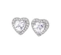 Auriselle Orecchini da donna con zirconi Cuore amorevole, zirconi lucenti Orecchini classici a forma di cuore a bottone regolabili Gioielli da donna Ragazze, argento