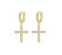 Auriselle Orecchini da Uomo Con Pendente Croce in Zirconia Cubica, Punk Hip pop Orecchini Cerchio Pendente, Unisex Compleanno San Valentino Natale Per Uomo, Dorato