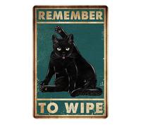 Auriselle Segni di latta Retro Segno in metallo Peltro 8x12 pollici "Remember to Wipe" Segno latta Motivo gatto Decorazione murale umoristica Segni Home Bar Bagno o Cafe Gatti Decorazione