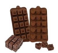 Auriselle Stampo per Cioccolato Alimentare in Silicone Profondo 2 Pezzi Rivestimento Antiaderente Stampo in Silicone Cioccolato Profondo Stampo Quadrato e Fiori a Forma di Cuore