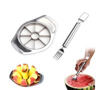 Auriselle Tagliafrutta 2 in 1 in Acciaio Inossidabile Forchetta per Anguria e Taglia Meloni con Svuotamele Set Versatile e Facile da Pulire Ideale per Famiglie e Cucina, Feste