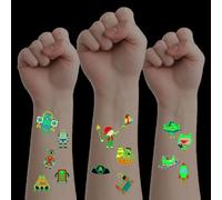 Auriselle Tatuaggi Luminosi per Bambini 15 Fogli Impermeabili Cartoon Pirati Robot Pirati Tatuaggi Glitterati per Ragazze e Ragazzi, Sicuri e Delicati Sulla Pelle, Ideali per Feste di Compleanno
