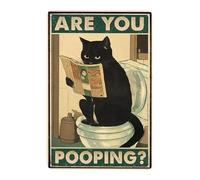 Auriselle Tin Signs Retro Metal Sign in peltro 8x12 pollici "Are You Pooping?" Insegna latta design motivo gatto Divertente decorazione murale Segni in metallo Home Bar Bagno o Cafe Decorazione gatti