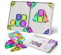 AURIVEE Blocchi magnetici da costruzione, 40 pezzi, con scatola, mini giocattolo da viaggio STEM per bambini 3 anni, apprendimento creativo, regalo per ragazzi e ragazze