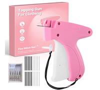 AURIVEE Pistola Sparafili per Cartellini e Prezzi, Riparatore Rapido per Vestiti - Con 5 Aghi, 500 Rondelle Nere & 500 Bianche per Abbigliamento, Jeans