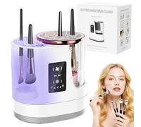 AURIVEE Pulitore 3-in-1 Pennelli Trucco，Macchina Pulizia Elettrica con Asciugatore & Supporto - Lavapennelli Automatico USB per Tutte Misure Pennelli Cosmetici & Beauty Blender, Arresto Auto 5 Min