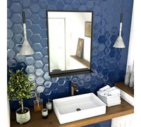 Aurlane Specchio da bagno 80 x 60 cm - laccato nero opaco con ripiani - Framed Mirror