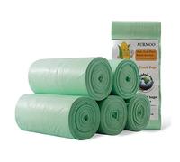AURMOO 150 Unitã Sacchetti Spazzatura con Manico, Sacchetti Biodegradabili 20L, Sacchi per Pattumiera per Cucina, Soggiorno, Ufficio(W50xH69cm,Verde)