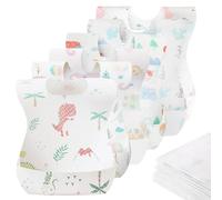 AUROAY 60PCS Bavaglini Usa e Getta, Bavette Impermeabili Monouso per Neonati e Bambini 0-3Anni, Regolabili con Tasca Raccogli Pappa per Casa, Viaggio e Asilo