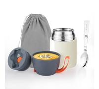 AUROAY Contenitore Termico per Alimenti Caldi 450ml,Termos Portacibo in Acciaio Inossidabile con Borsa e Cucchiaio,Portavivande Termico per Adulti Pappa Neonati,Isotermico Sottovuoto per Cibi